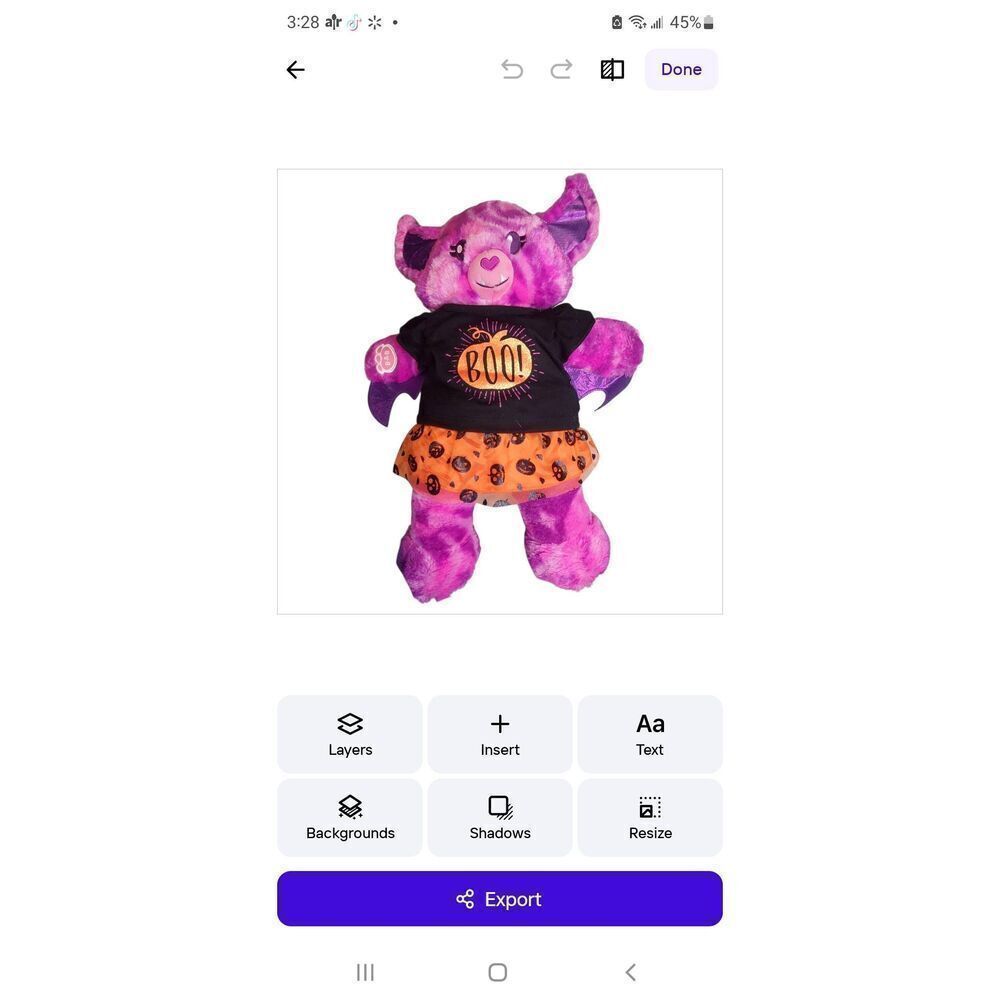 BAB Build A Bear Midnight Shimmer Bat Halloween Series Plush w/T-Shirt and Skirt - Picture 2 of 7
